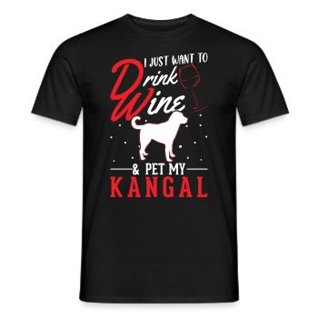 Kangal und Wein Anatolischer Hirtenhund - Männer T-Shirt - Schwarz - Vorne - AI Model Male 178 light (178cm)
