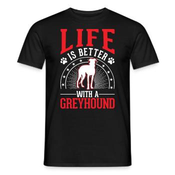 Das Leben ist besser mit einem Windhund Greyhound - Männer T-Shirt - Schwarz - Vorne - AI Model Male 178 light (178cm)