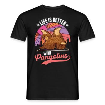 Life is better with a pangolin - Men's T-Shirt - black - Front - AI Model Male 178 light (178cm)