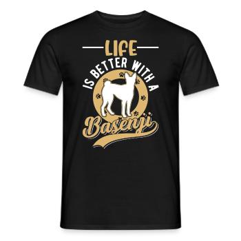 La vie est meilleure avec un Basenji - T-shirt homme - noir - Devant - AI Model Male 178 light (178cm)