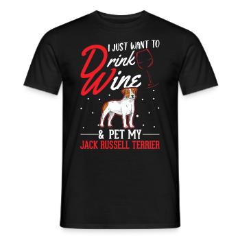 Jack Russell Terrier and Wine - Men's T-Shirt - black - Front - AI Model Male 178 light (178cm)