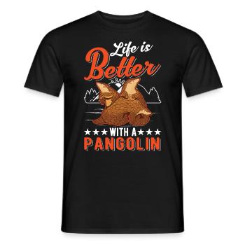Life is better with a pangolin - Men's T-Shirt - black - Front - AI Model Male 178 light (178cm)