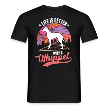 La vie est meilleure avec un whippet - T-shirt homme - noir - Devant - AI Model Male 178 light (178cm)