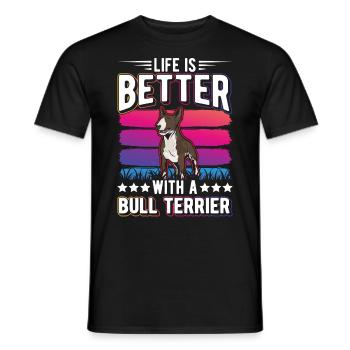 La vie est meilleure avec un bull terrier - T-shirt homme - noir - Devant - AI Model Male 178 light (178cm)