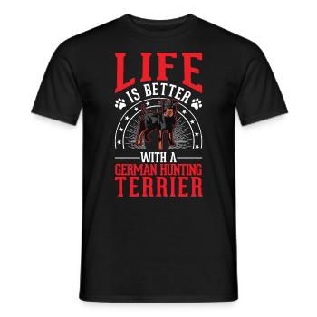La vie est meilleure avec le terrier de chasse allemand - T-shirt homme - noir - Devant - AI Model Male 178 light (178cm)