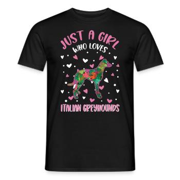 Italian Greyhound Girl - Men's T-Shirt - black - Front - AI Model Male 178 light (178cm)