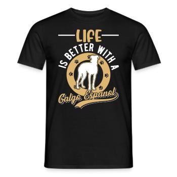 Life is better with a Galgo Espanol - Men's T-Shirt - black - Front - AI Model Male 178 light (178cm)