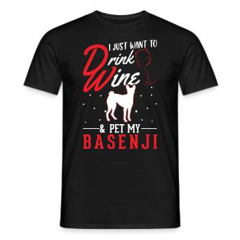 Basenji et le vin - T-shirt homme - noir - Devant - AI Model Male 178 light (178cm)