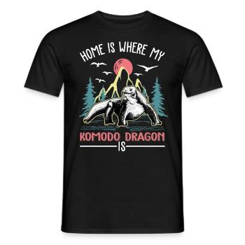 La maison est l’endroit où mon dragon de Komodo est Waran - T-shirt homme - noir - Devant - AI Model Male 178 light (178cm)