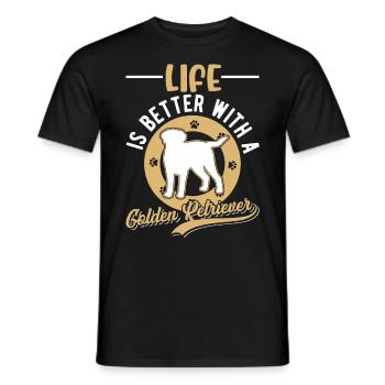 Das Leben ist besser mit einem Golden Retriever - Männer T-Shirt - Schwarz - Vorne - AI Model Male 178 light (178cm)