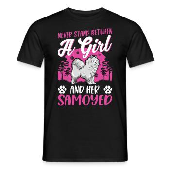 Samoyède Samojede Mädchen - T-shirt homme - noir - Devant - AI Model Male 178 light (178cm)