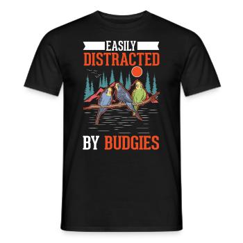 Easily distracted by Budgies Budgie - Men's T-Shirt - black - Front - AI Model Male 178 light (178cm)