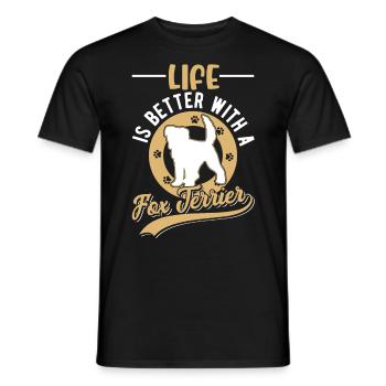 La vie est meilleure avec un fox-terrier - T-shirt homme - noir - Devant - AI Model Male 178 light (178cm)