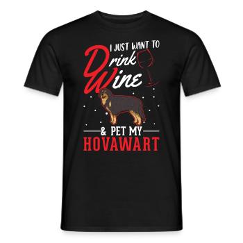 Hovawart og vin - Mænd T-shirt - sort - Foran - AI Model Male 178 light (178cm)