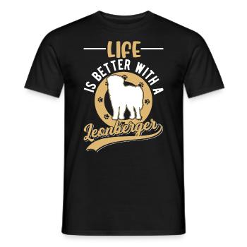 Life is better with a Leonberger - Men's T-Shirt - black - Front - AI Model Male 178 light (178cm)