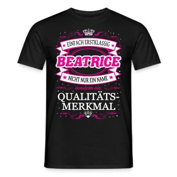 Caractéristique de qualité Beatrice tout simplement de première classe - T-shirt homme - noir - Devant - AI Model Male 178 light (178cm)