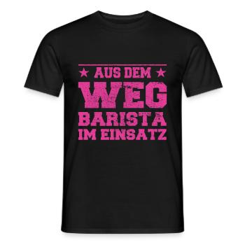 Barista à l’écart dans le design d’action - T-shirt homme - noir - Devant - AI Model Male 178 light (178cm)