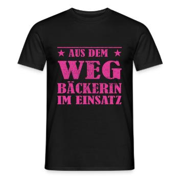 Out of the Way Baker in Action Design - Men's T-Shirt - black - Front - AI Model Male 178 light (178cm)