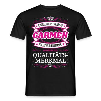 Caractéristique de qualité Carmen tout simplement une tenue de première classe - T-shirt homme - noir - Devant - AI Model Male 178 light (178cm)