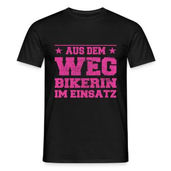 Biker à l’écart en action Design - T-shirt homme - noir - Devant - AI Model Male 178 light (178cm)