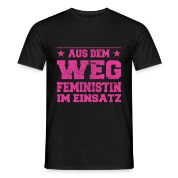 Out of the Way Feminist in Action Design - Men's T-Shirt - black - Front - AI Model Male 178 light (178cm)