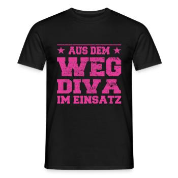 Out of the Way Diva in Action Design - Men's T-Shirt - black - Front - AI Model Male 178 light (178cm)