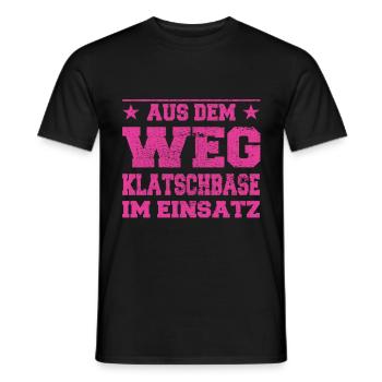 Out of the Way Gossip Base in Action Design - Men's T-Shirt - black - Front - AI Model Male 178 light (178cm)