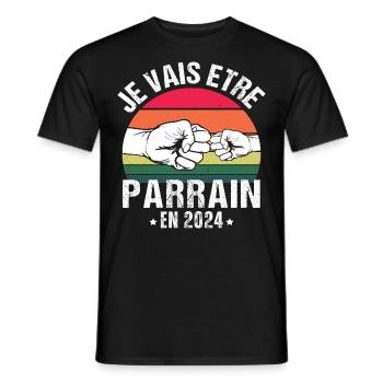 Je vais être parrain 2024 futur parrain vintage - T-shirt homme - noir - Devant - AI Model Male 178 light (178cm)