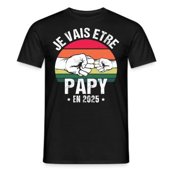 Je vais être papy en 2025 cadeau naissance vintage - T-shirt homme - noir - Devant - AI Model Male 178 light (178cm)