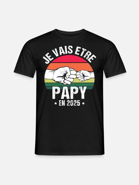 Je vais être papy en 2025 cadeau naissance vintage - T-shirt homme - noir