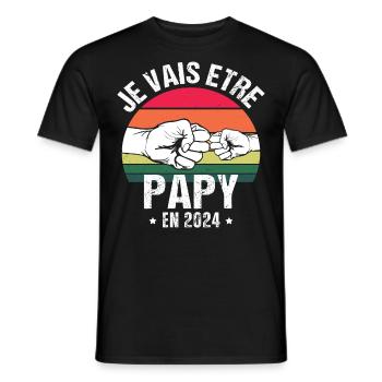 Je vais être papy en 2024 cadeau naissance vintage - T-shirt homme - noir - Devant - AI Model Male 178 light (178cm)