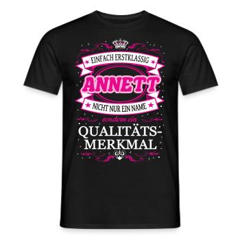 Caractéristique de qualité Annett tout simplement une tenue de première classe - T-shirt homme - noir - Devant - AI Model Male 178 light (178cm)