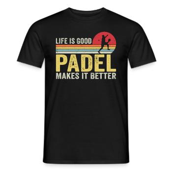 Das Leben ist gut Padel macht es besser - Männer T-Shirt - Schwarz - Vorne - AI Model Male 178 light (178cm)