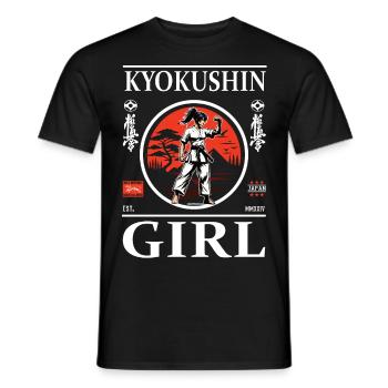 Kyokushin Girl – Meisterin im Kyokushinkai - Männer T-Shirt - Schwarz - Vorne - AI Model Male 178 light (178cm)