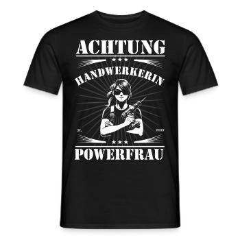 Achtung Handwerkerin – das coole Outfit für die Fr - Männer T-Shirt - Schwarz - Vorne - AI Model Male 178 light (178cm)
