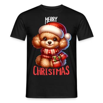 Merry Christmas Toy Poodle Dog Christmas - Men's T-Shirt - black - Front - AI Model Male 178 light (178cm)