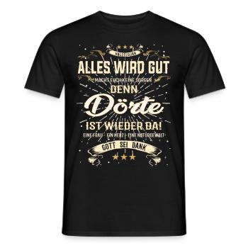 Everything will be alright because Dörte Is Here Outfit - Men's T-Shirt - black - Front - AI Model Male 178 light (178cm)