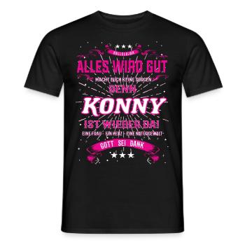 Everything Will Be Alright 'Cause Konny Is Here Outfit - Men's T-Shirt - black - Front - AI Model Male 178 light (178cm)