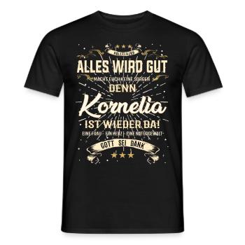 Tout ira bien parce que Kornelia est là pour la tenue - T-shirt homme - noir - Devant - AI Model Male 178 light (178cm)