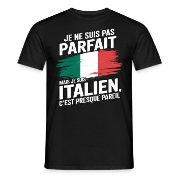 Je Ne Suis Pas Parfait Mais Italien Humour Cadeau - T-shirt homme - noir - Devant - AI Model Male 178 light (178cm)