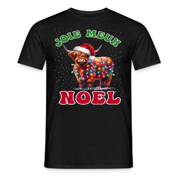 Joie Meuh Noël Cadeau Humoristique Vache Noël - T-shirt homme - noir - Devant - AI Model Male 178 light (178cm)