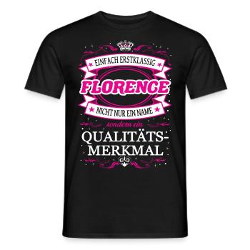 Caractéristique de qualité Florence tout simplement de première classe - T-shirt homme - noir - Devant - AI Model Male 178 light (178cm)