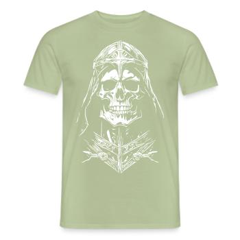 Knightly Skull - Men's T-Shirt - sage - Front - AI Model Male 178 light (178cm)