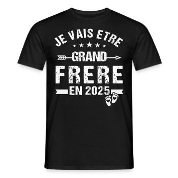 Grand Frère 2025 Cadeau Annonce Naissance 2025 - T-shirt homme - noir - Devant - AI Model Male 178 light (178cm)