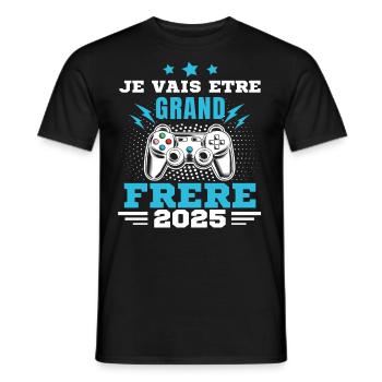Grand Frère 2025 Annonce Grossesse Geek Gamer - T-shirt homme - noir - Devant - AI Model Male 178 light (178cm)