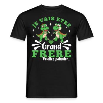 Grand Frère Annonce Naissance Cadeau Dinosaure - T-shirt homme - noir - Devant - AI Model Male 178 light (178cm)
