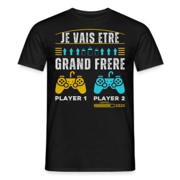 Grand Frère 2025 Annonce Naissance Geek Gamer - T-shirt homme - noir - Devant - AI Model Male 178 light (178cm)