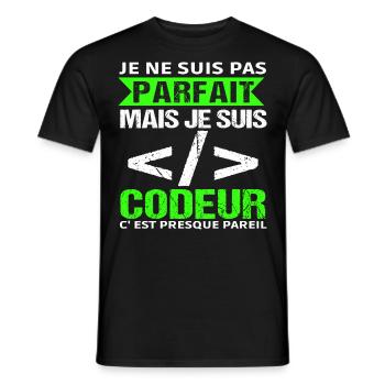 Humour Geek Cadeau Développeur Codeur Programmeur - T-shirt homme - noir - Devant - AI Model Male 178 light (178cm)
