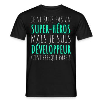 Humour Geek Cadeau Développeur Codeur Programmeur - T-shirt homme - noir - Devant - AI Model Male 178 light (178cm)