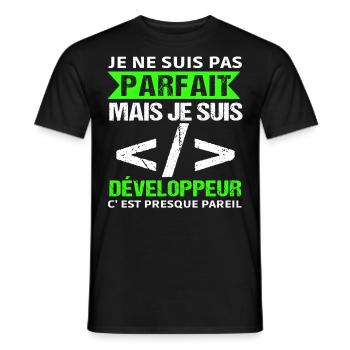 Humour Geek Cadeau Développeur Codeur Programmeur - T-shirt homme - noir - Devant - AI Model Male 178 light (178cm)